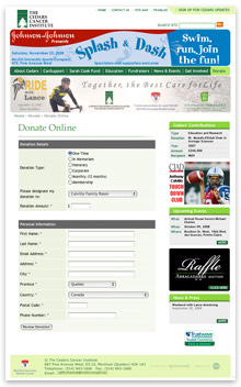 Cedars Online Donation Form